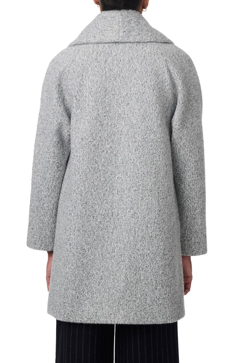 Bernardo Shawl Collar Double Breasted Faux Shearling Coat, Alternate, color, Heather Grey