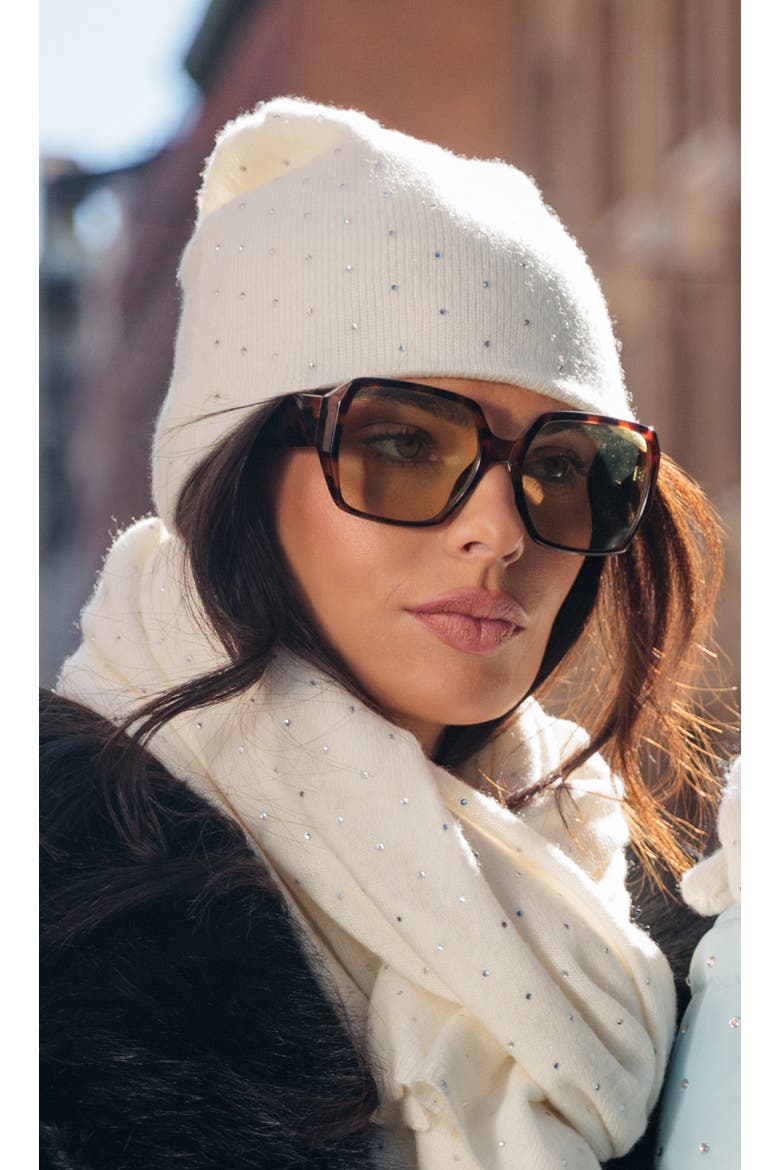 Norah Crystal Beanie, Alternate, color, white