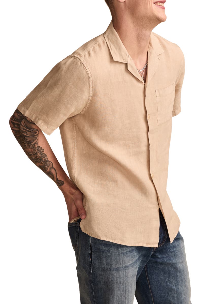Lucky Brand Slub Linen Camp Shirt, Alternate, color, Aluminum