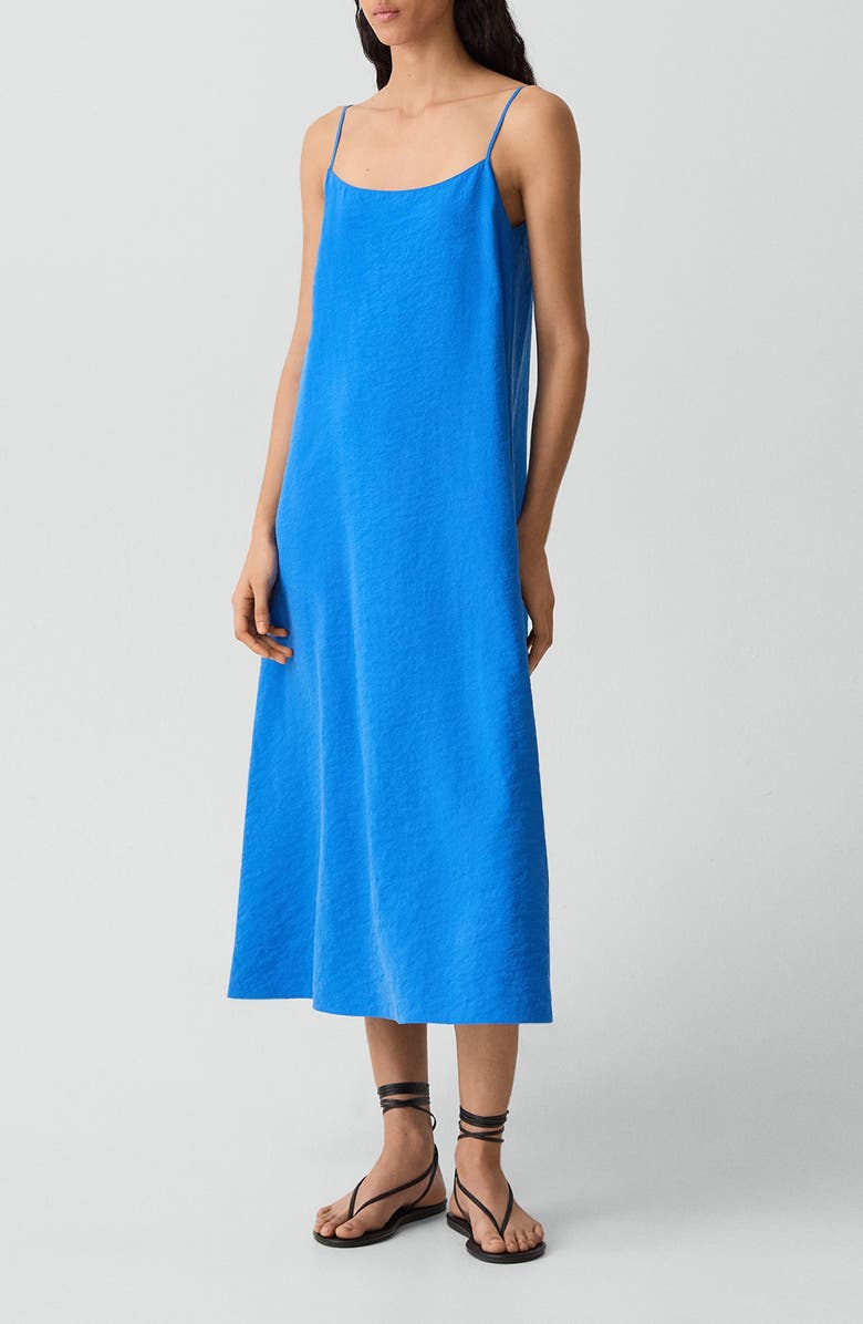 Theory Easy Volume Silk Blend Dress, Alternate, color, Jewel Blue