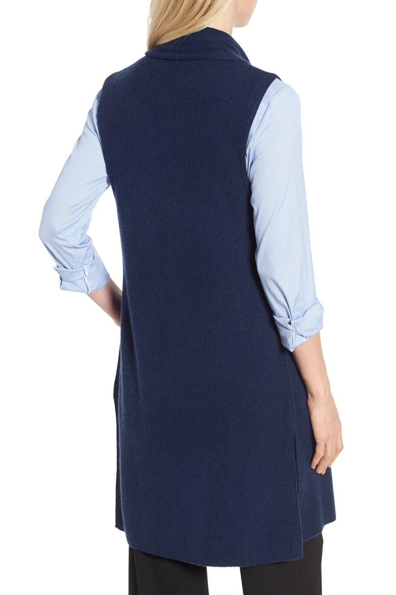Ribbed Cashmere Vest, Alternate, color, NAVY NIGHT