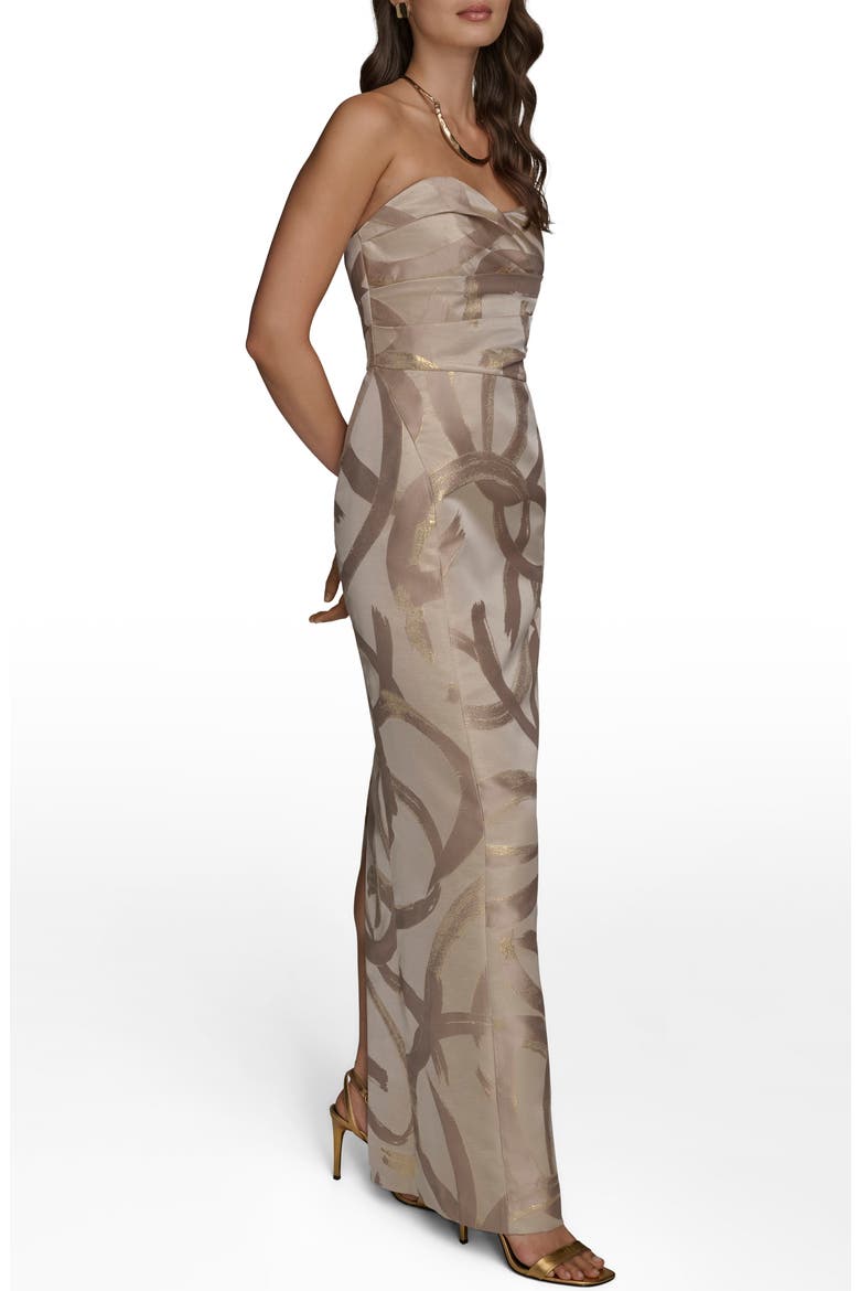 donna karan champagne dress Donna Karan New York Women's Strapless Ruffle-Trim Gown