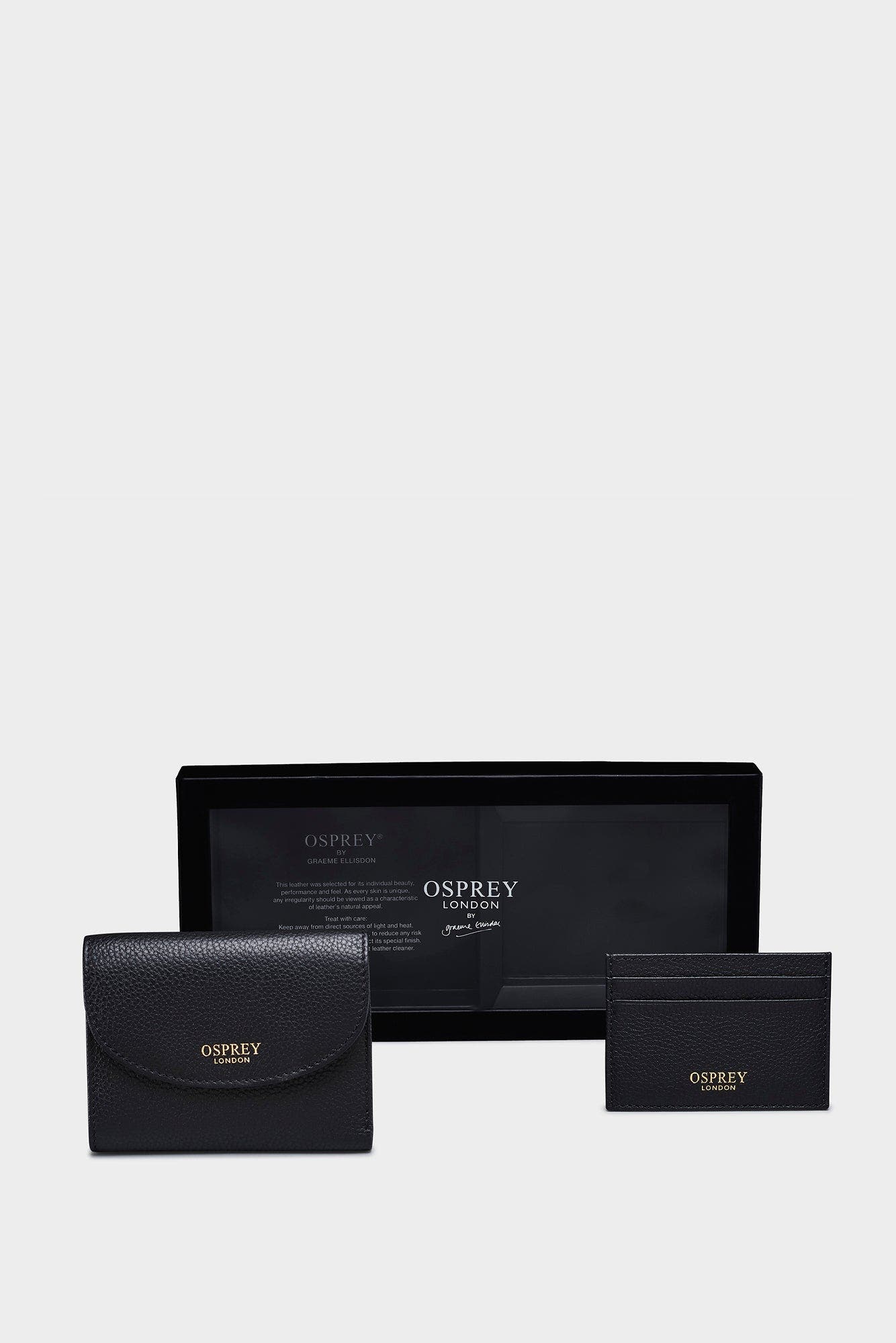 Osprey London The Tilly Leather Purse Gift Set, Main, color, Black