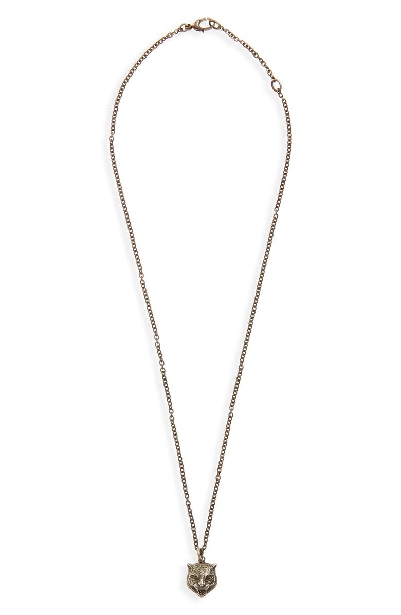 Gucci Feline Head Pendant Necklace, Main, color,