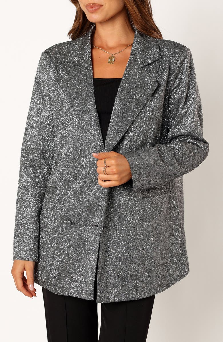 Petal & Pup Kaliyah Shimmer Blazer Jacket, Main, color, Black