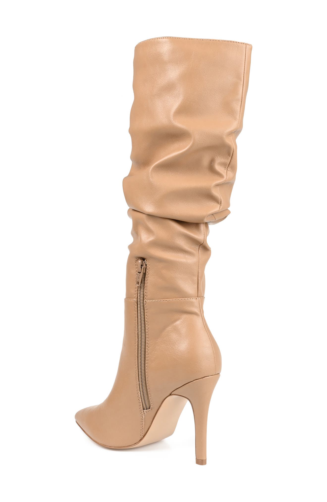 Sarie Ruched Shaft Pointed Toe Stiletto Boot - Extra Wide Calf, Alternate, color, TAN