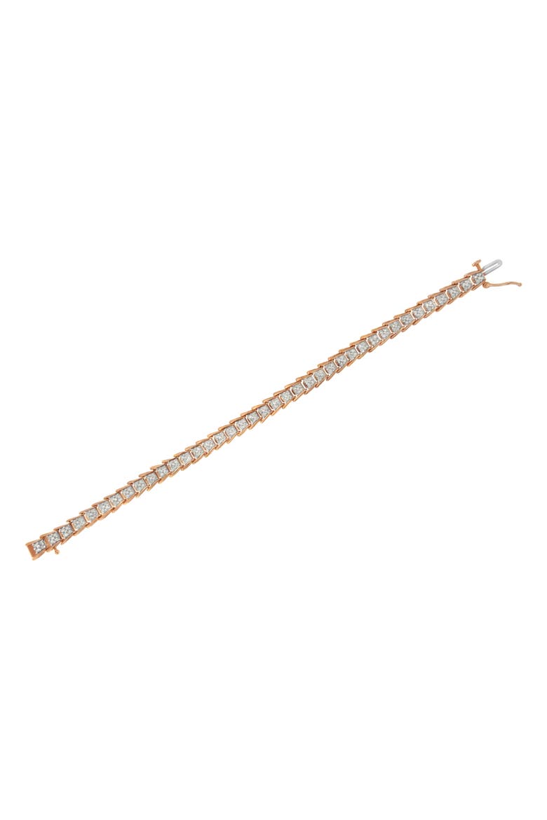Silver 2.0 Cttw Diamond Fan-Shaped Fancy Chevron Link Tennis Bracelet, Alternate, color, Rose