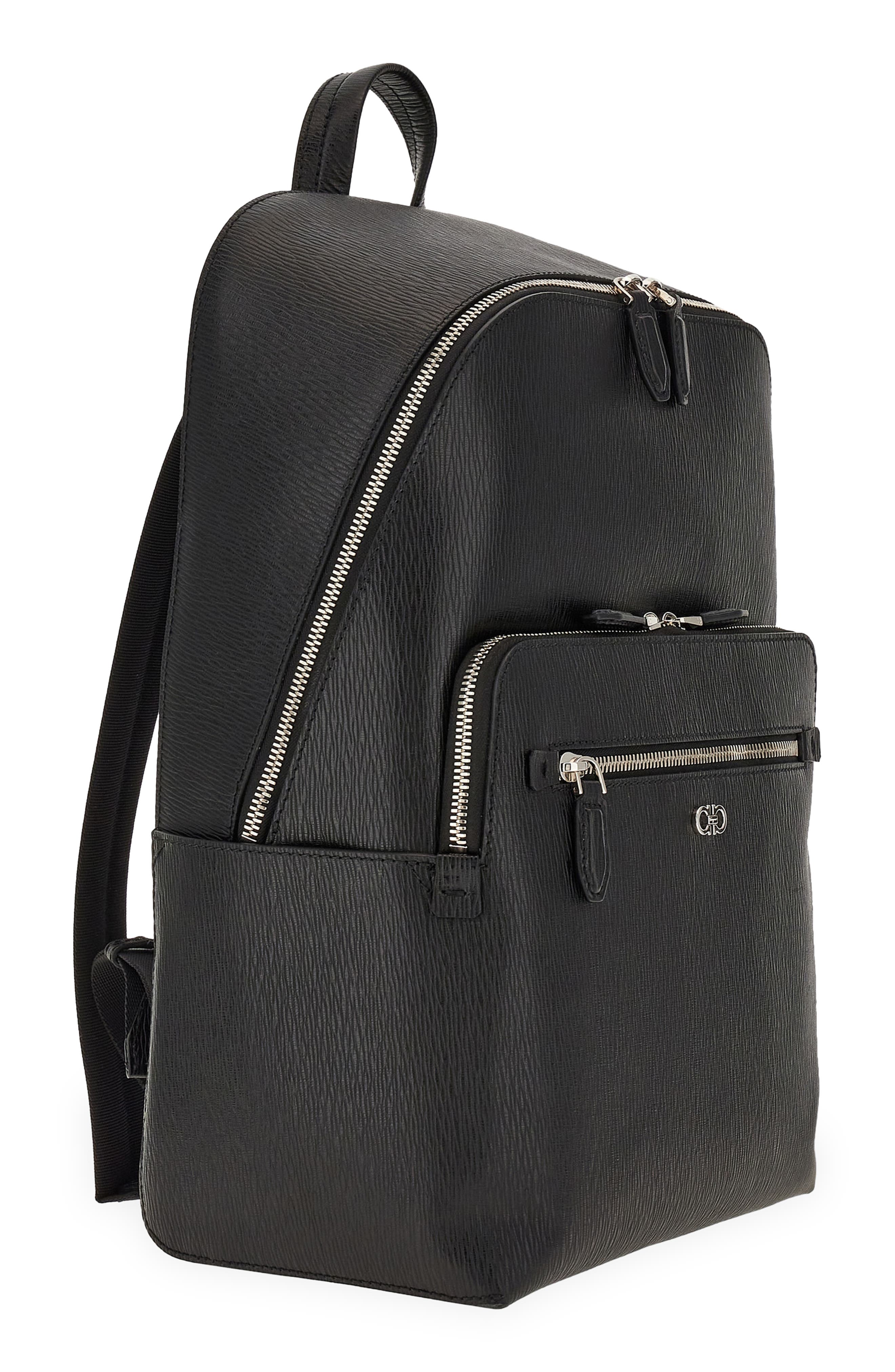 FERRAGAMO Revival Double Gancio Leather Backpack, Alternate, color, 