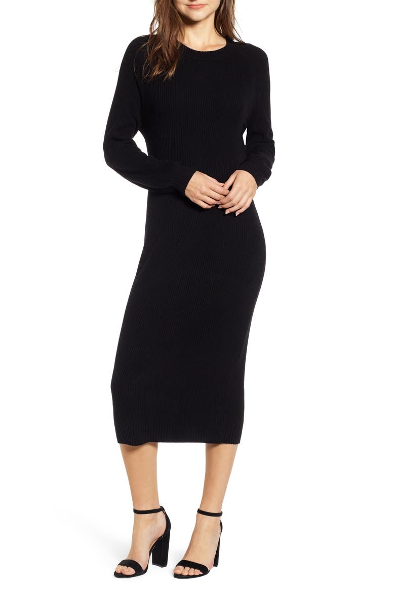 Quaid Knit Sweater Dress, Main, color, TRUE BLACK