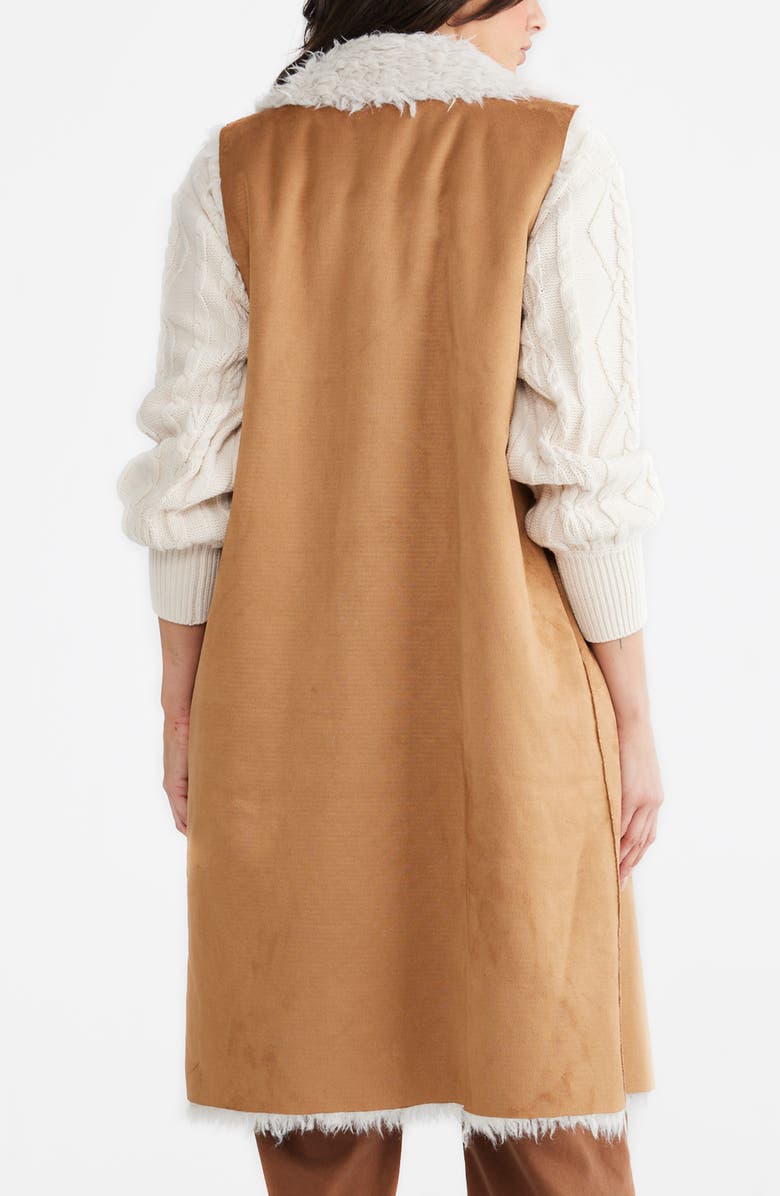 Talisman the Label Wanderer Faux Suede Vest with Faux Fur Lining, Alternate, color, Tan