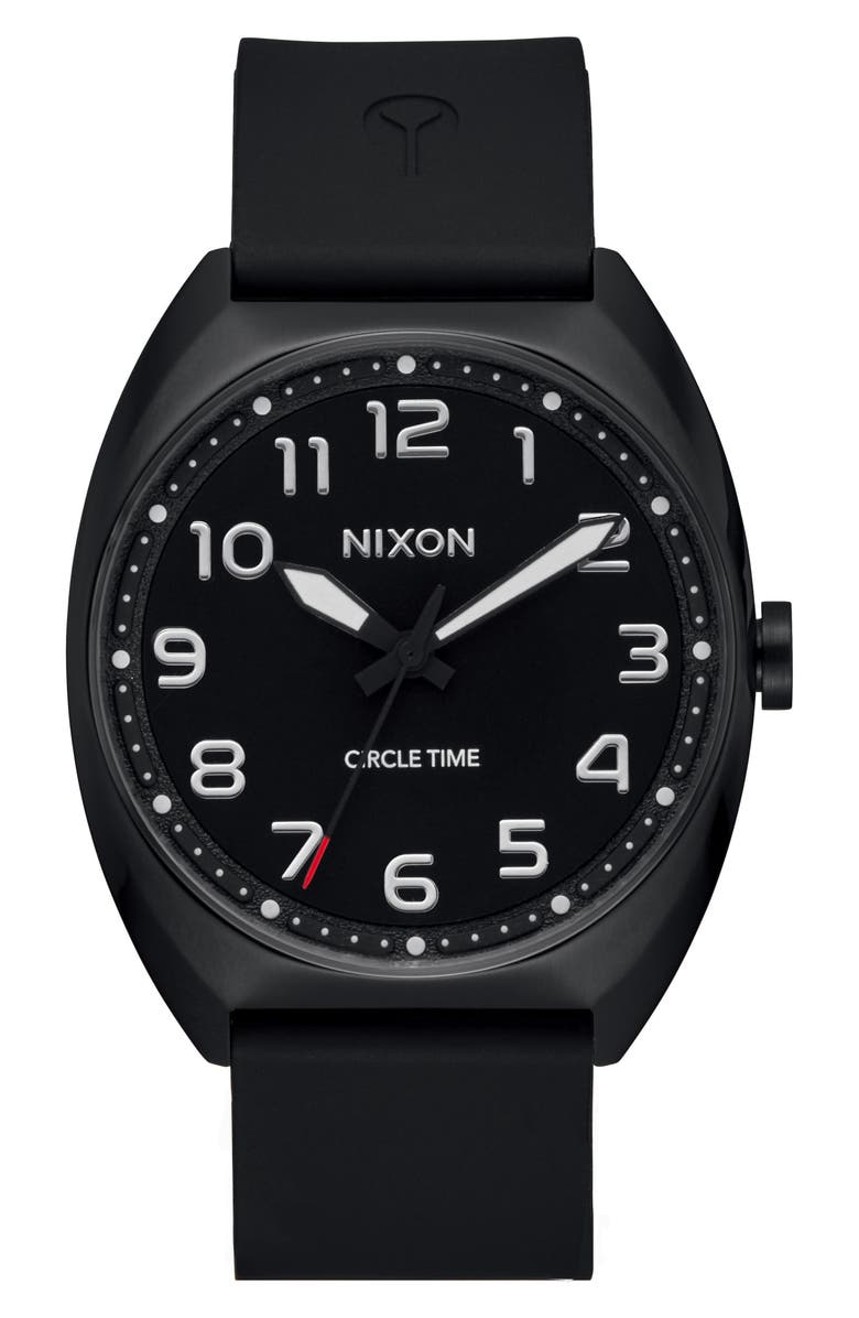 Nixon Mullet Silicone Strap Watch, Main, color, Black / Black