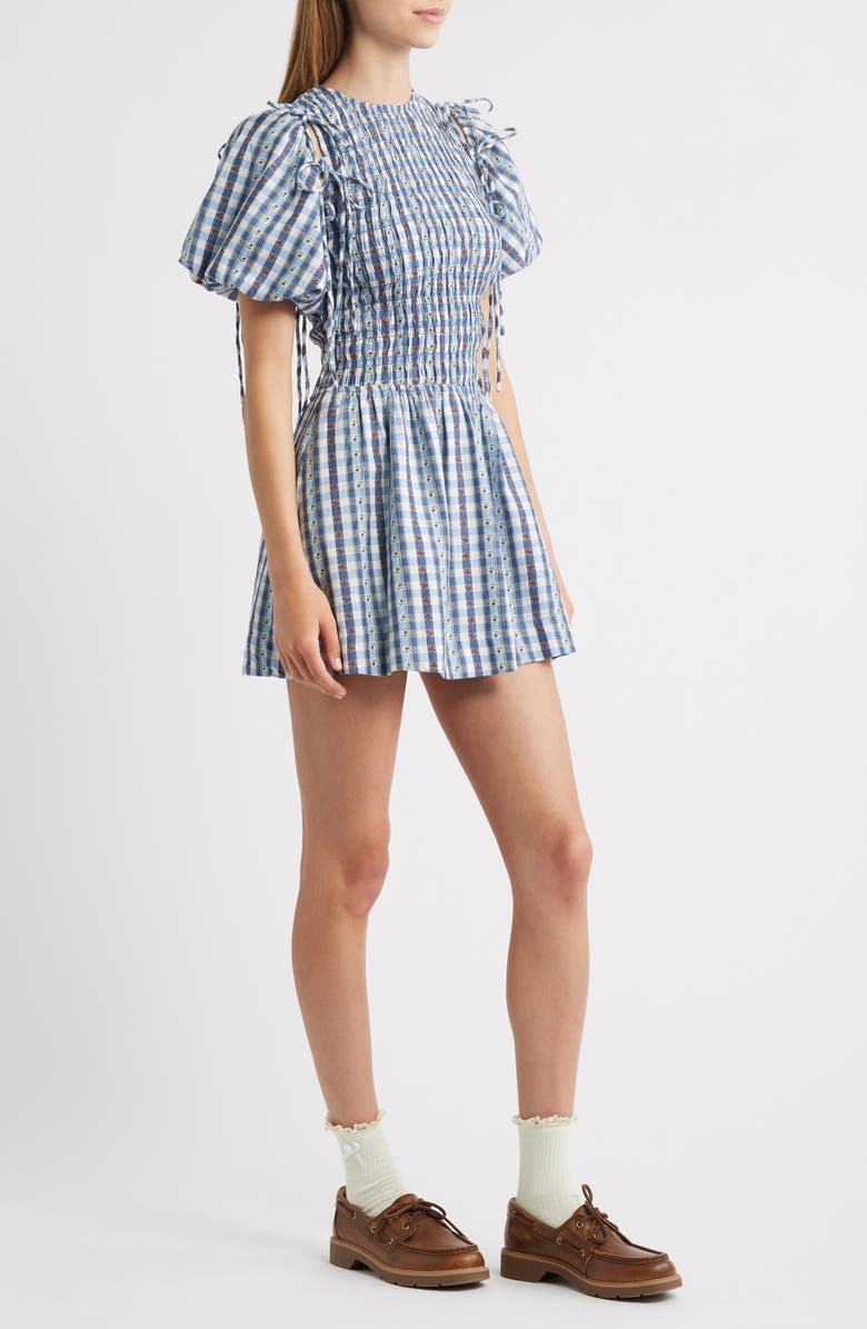 Damson Madder Becca Organic Cotton Bubble Minidress, Alternate, color, Navy