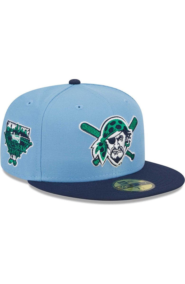 New Era Men's New Era Light Blue/Navy Pittsburgh Pirates Green Undervisor 59FIFTY Fitted Hat, Main, color, 