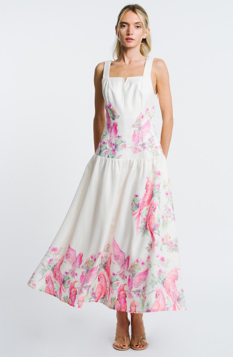 CIEBON Marsella Print Square Neck Maxi Sundress, Alternate, color, Cream Multi