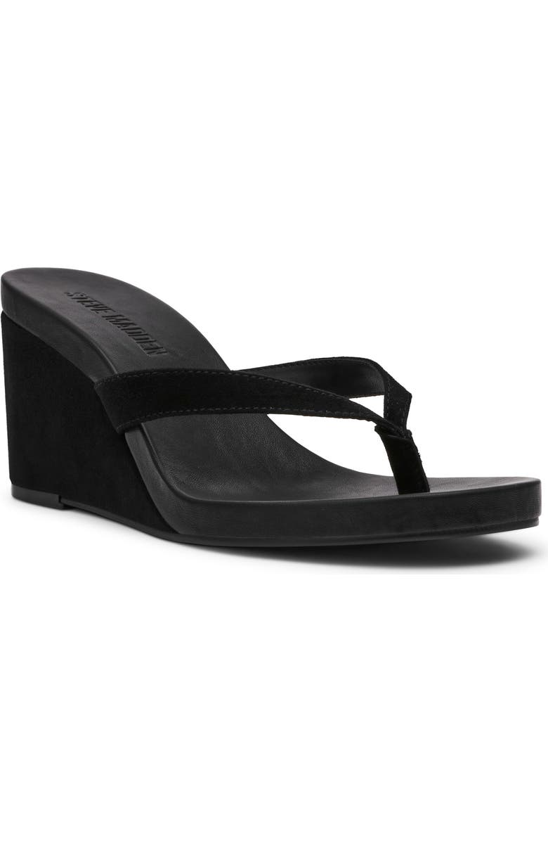 Steve Madden Playing Wedge Sandal, Main, color, Black Suede