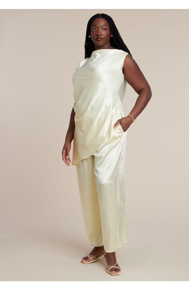 ELOQUII Pleat Detail Longline Top, Alternate, color, Golden Haze