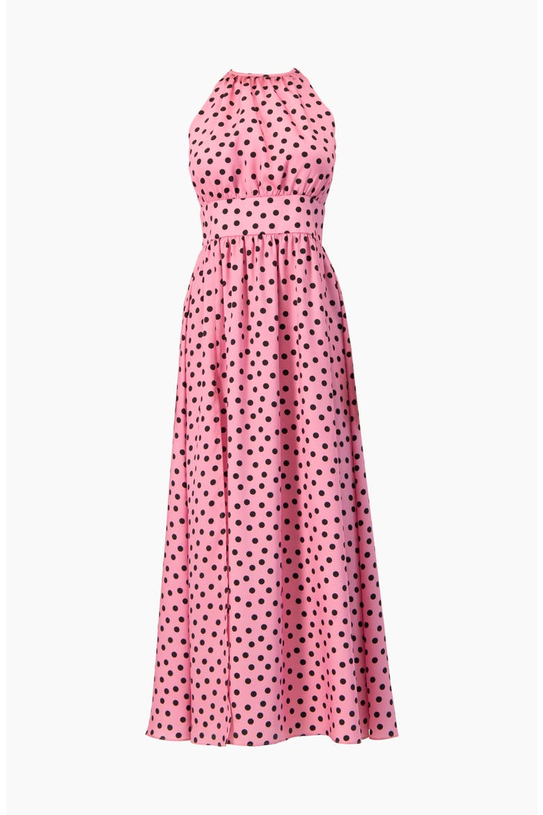 Long Open-Leg Polka Dot Halter Neck Dress, Alternate, color, Pink