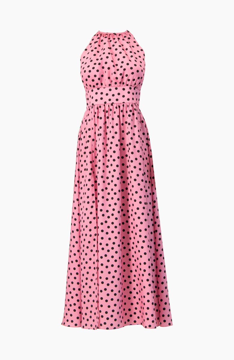 IVONNE Long Open-Leg Polka Dot Halter Neck Dress, Alternate, color, Pink