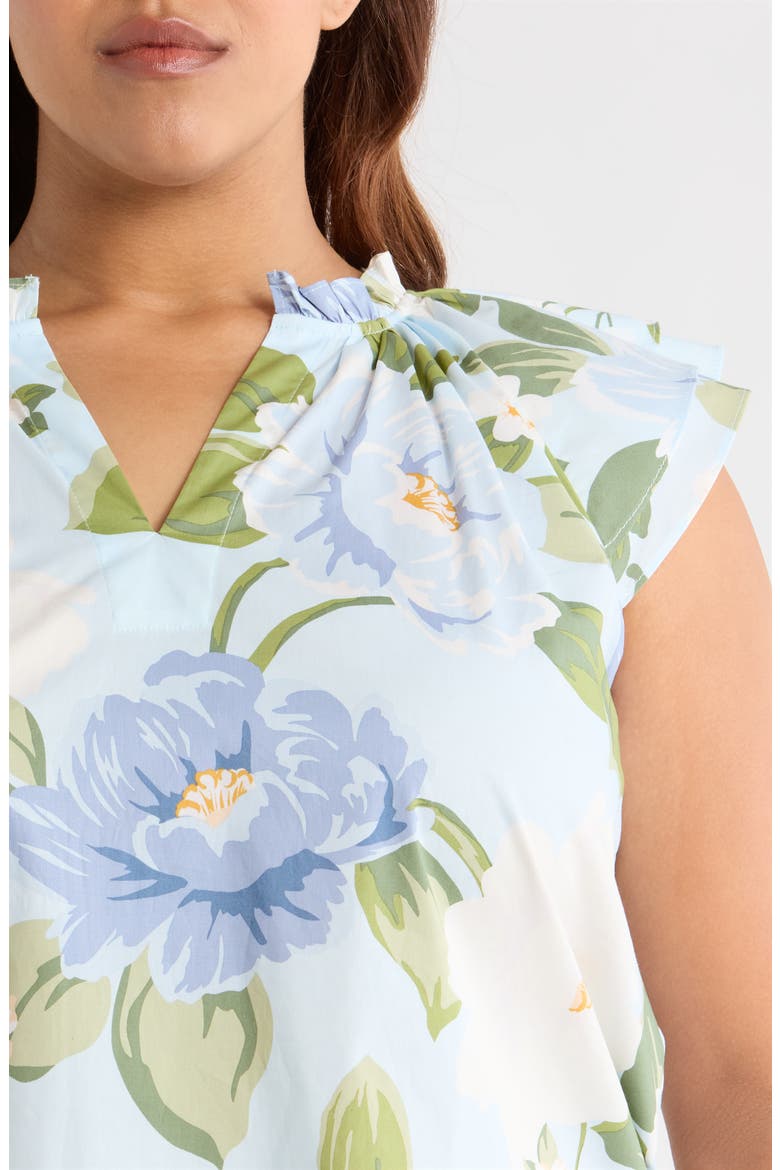 Sloane Floral Ruffle Top, Alternate, color, LIGHT BLUE/ MULTI