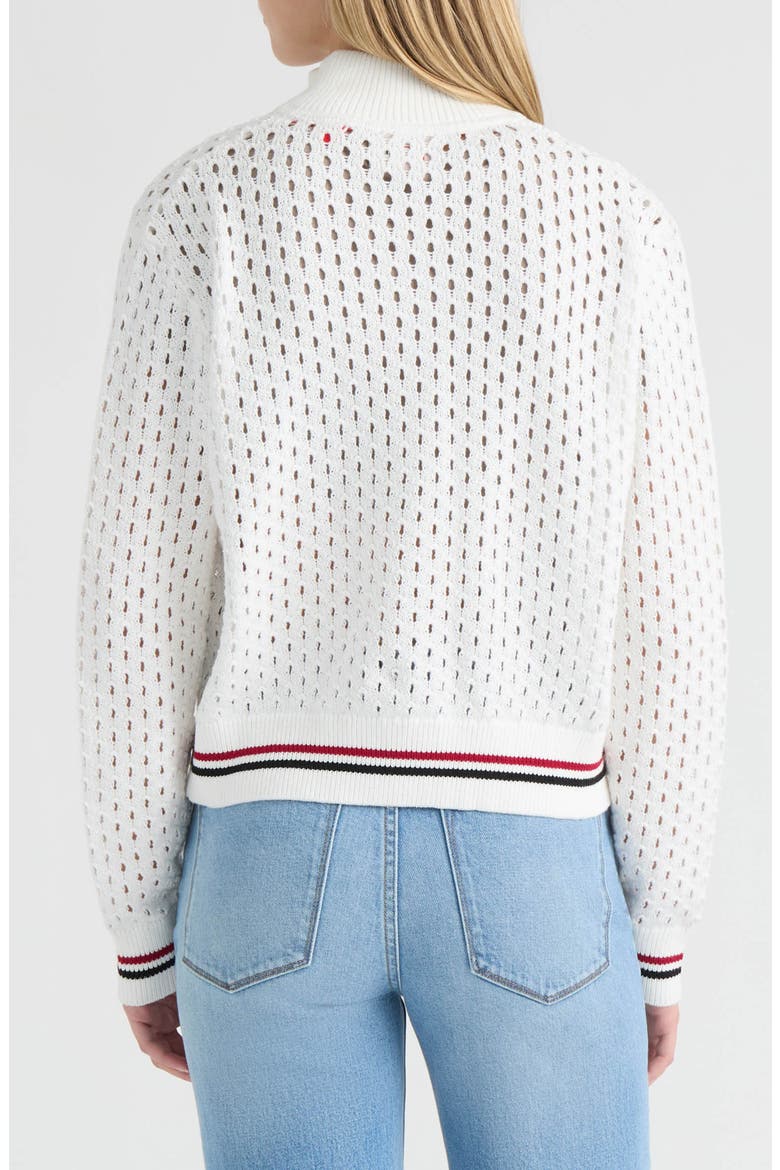 Stripe Openwork Bomber Jacket, Alternate, color, SNOW-WHITE