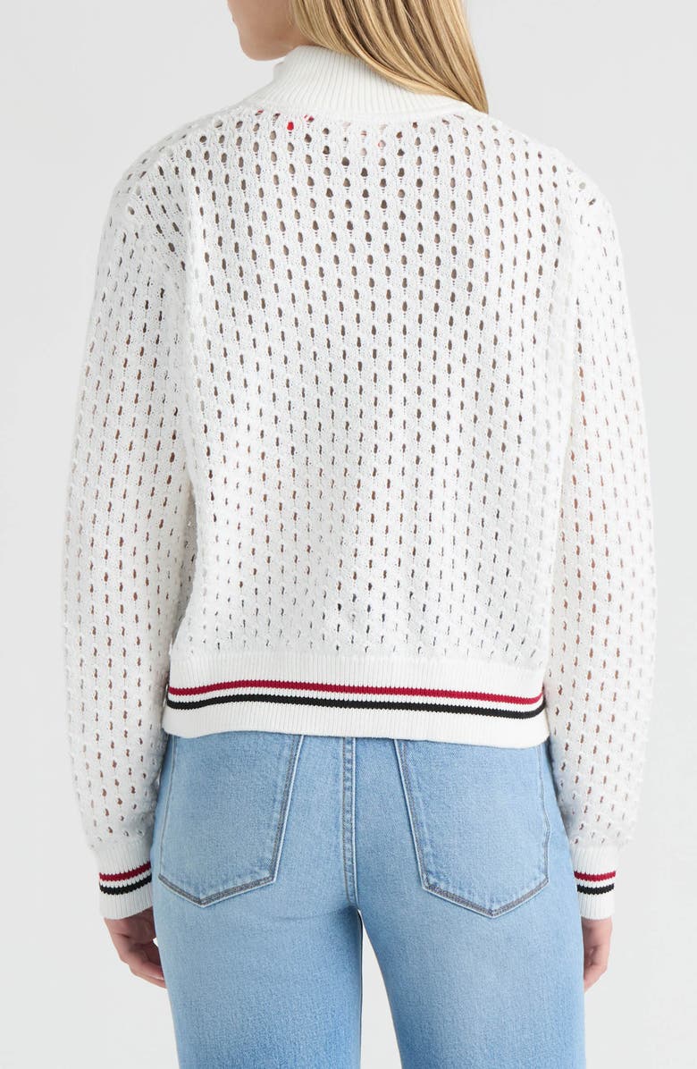Hunter Stripe Openwork Bomber Jacket, Alternate, color, Snow-White