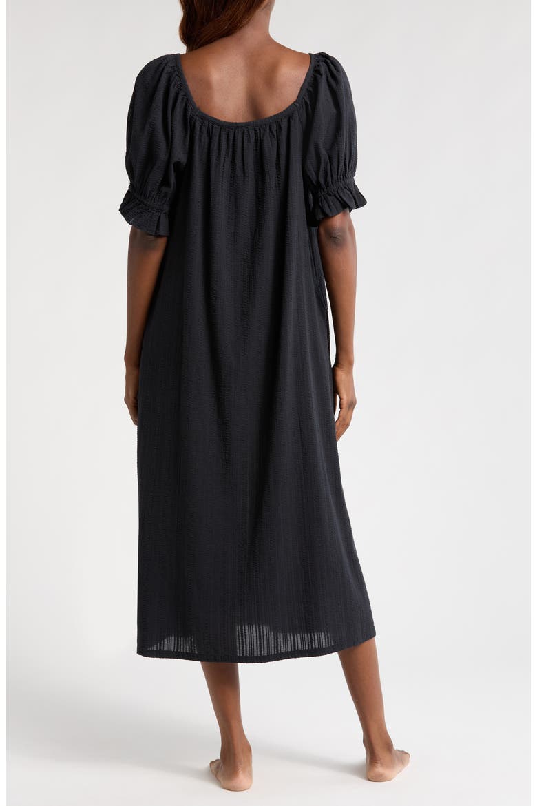 Seersucker Nightgown, Alternate, color, BLACK
