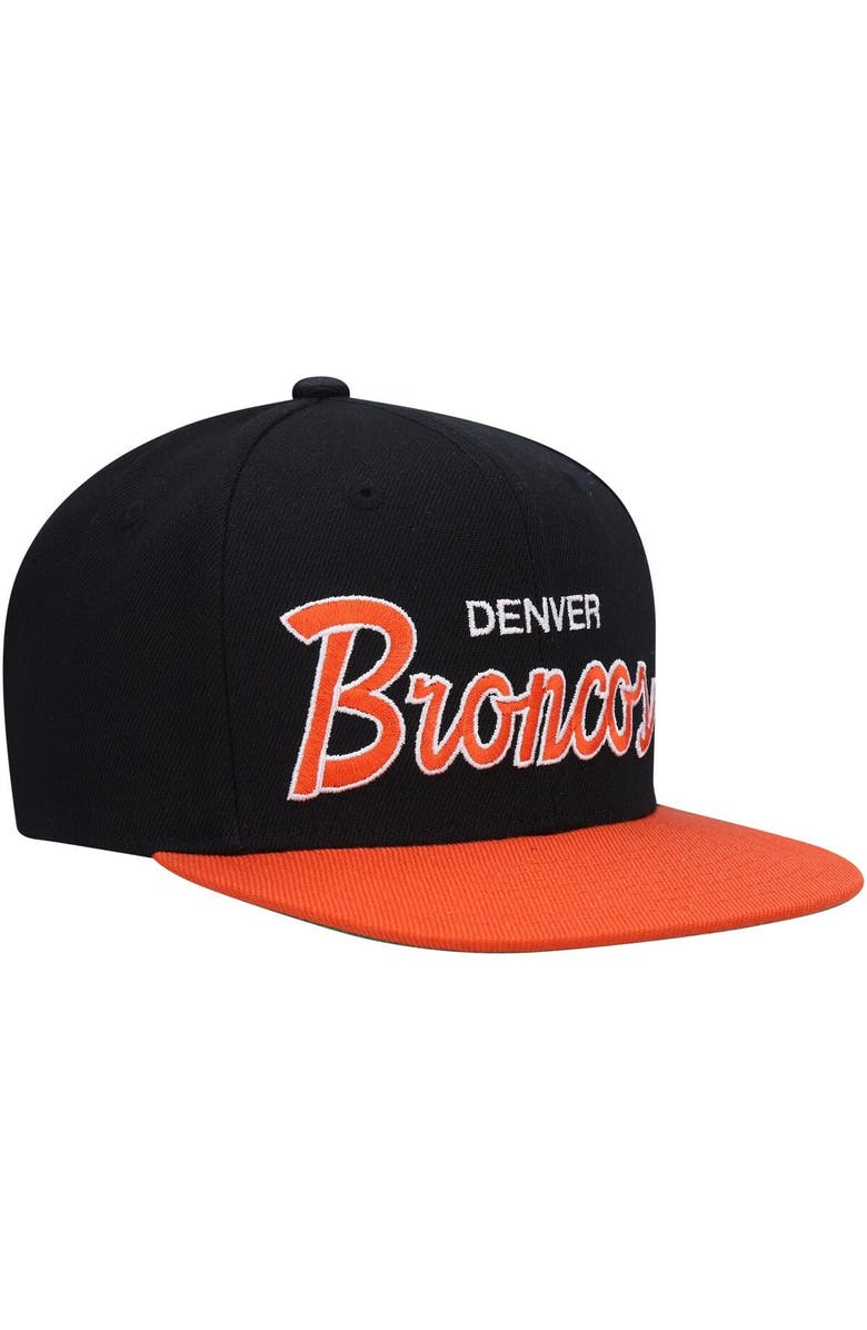 Mitchell & Ness Youth Mitchell & Ness Black/Orange Denver Broncos Team Script Snapback Hat, Alternate, color, Black