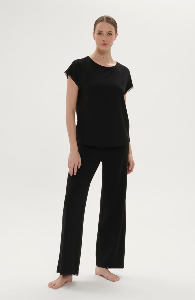 Simone Perele Aurore Straight Leg Pajama Pants, Alternate, color, Black