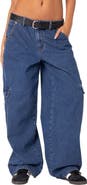 EDIKTED Low Rise Baggy Belted Cargo Jeans