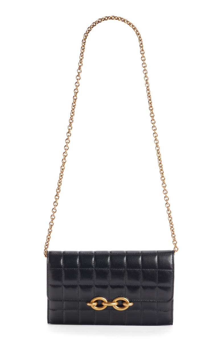 Saint Laurent Le Maillon Leather Wallet on a Chain, Alternate, color, 