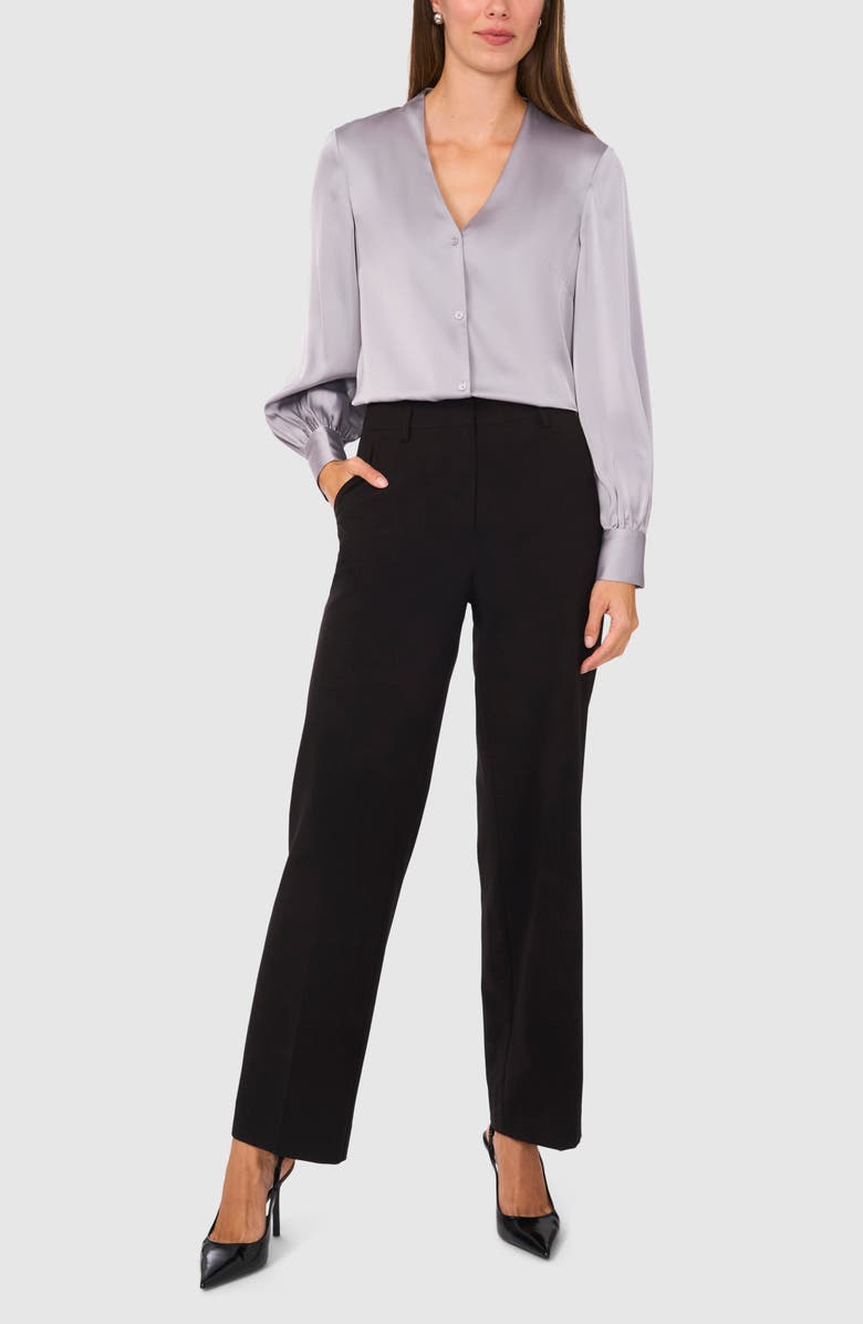Halogen<sup>®</sup> Collarless Satin Button-Up Shirt, Alternate, color, 
