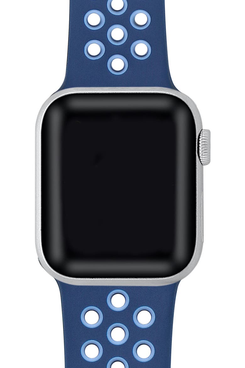 Skytraveller Silicone 22mm Apple Watch® Watchband, Alternate, color, NAVY BLUE