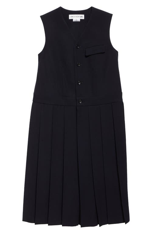 COMME DES GARCONS GIRL COMME DES GARÇONS GIRL PLEATED WOOL GABARDINE MIDI DRESS