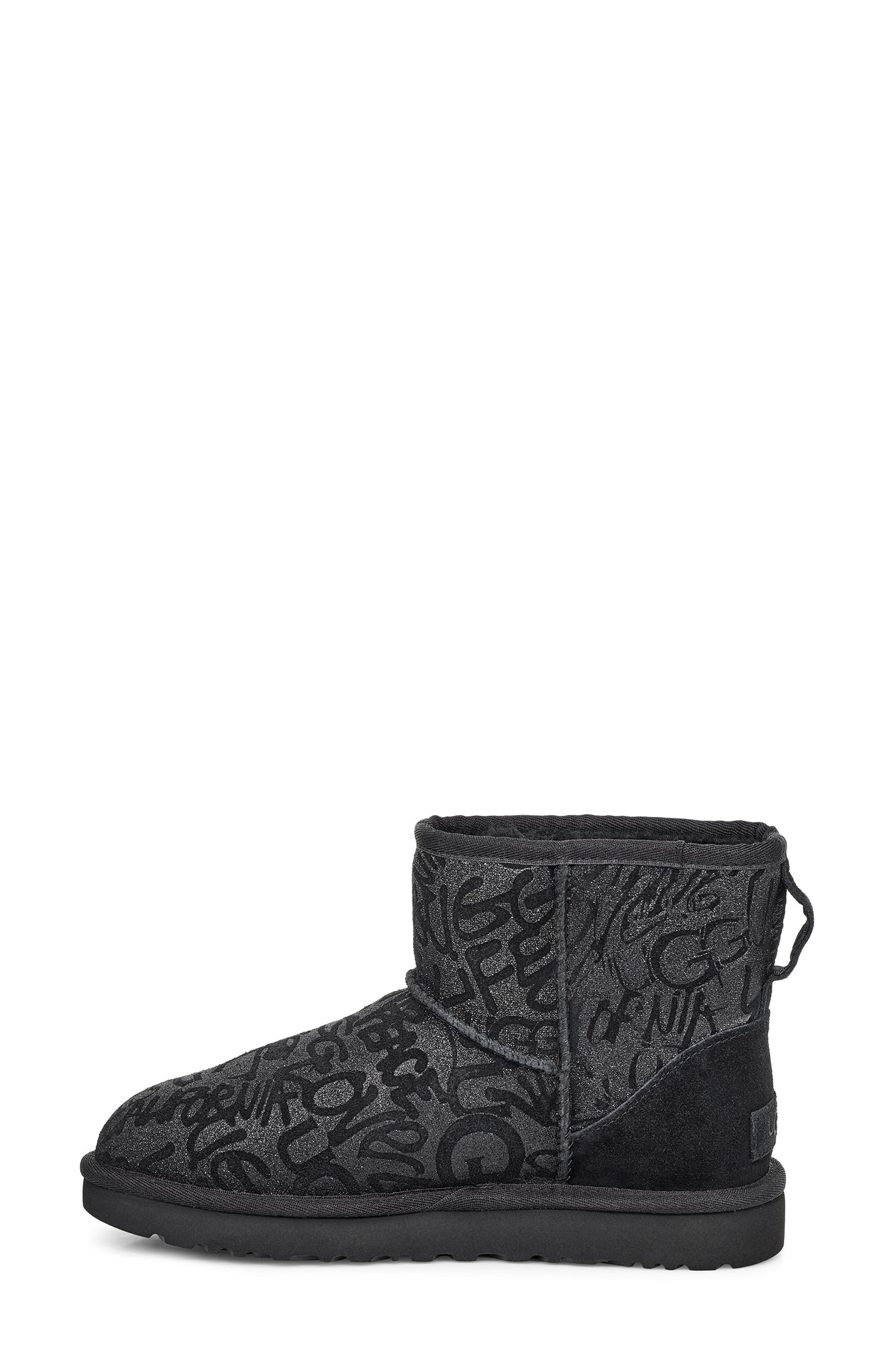 UGG<sup>®</sup> Classic Mini Sparkle Graffiti Boot, Alternate, color, 