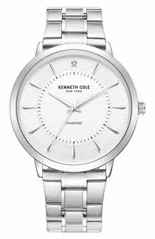 Three Hand Quartz Diamond Dial Bracelet Watch, 45mm
