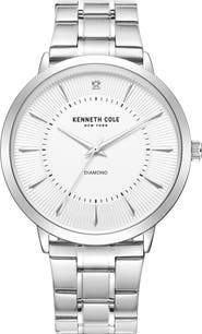 Kenneth Cole New York Three Hand Quartz Diamond Dial Bracelet Watch, 45mm