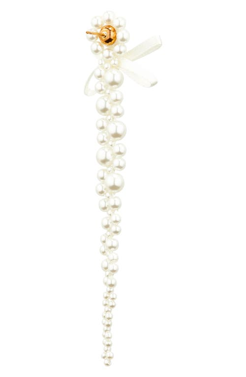 Simone Rocha Petite Bow Detail Faux Pearl Drip Earrings In White
