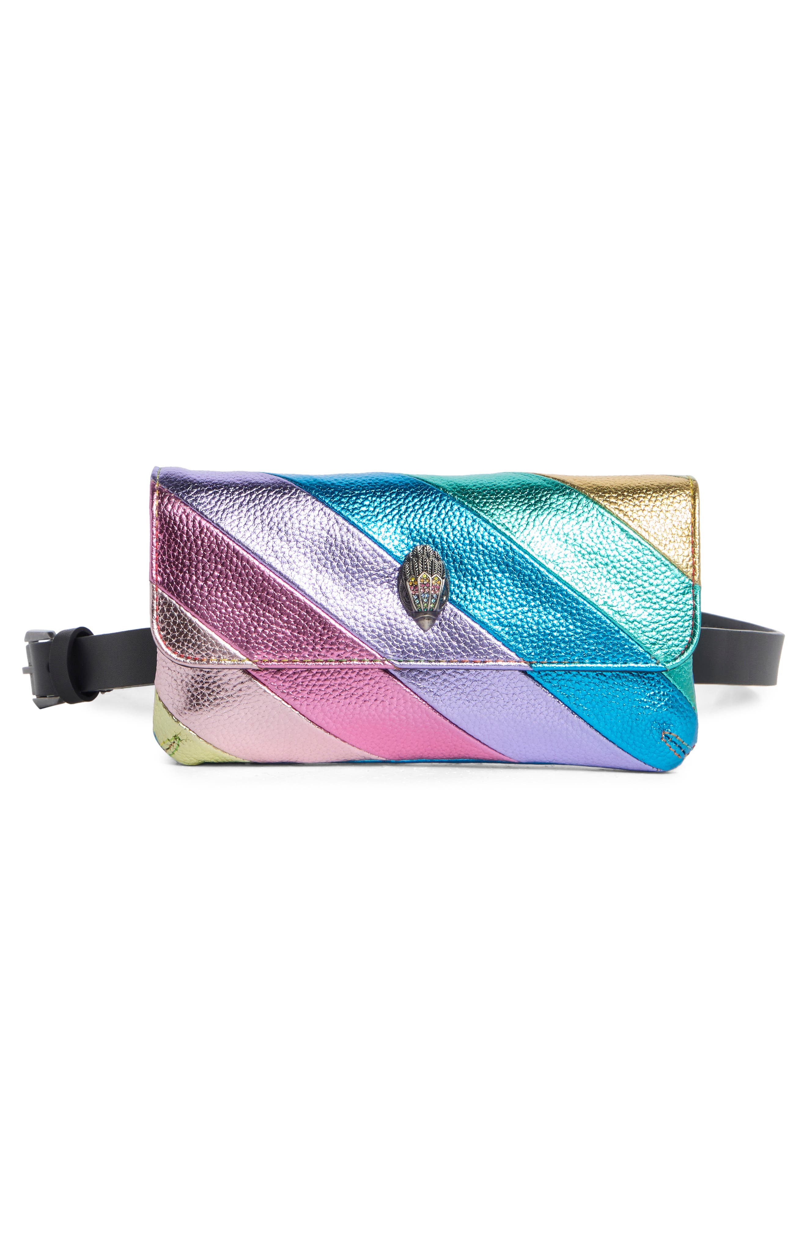 Kurt Geiger London Rainbow Metallic Leather Belt Bag, Main, color, 