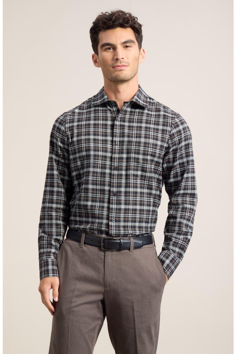 Plaid Cotton & Cashmere Button-Up Shirt, Main, color, BLACK VENTI PLAID
