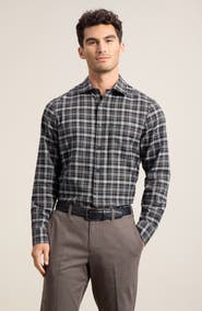 Nordstrom Plaid Cotton & Cashmere Button-Up Shirt