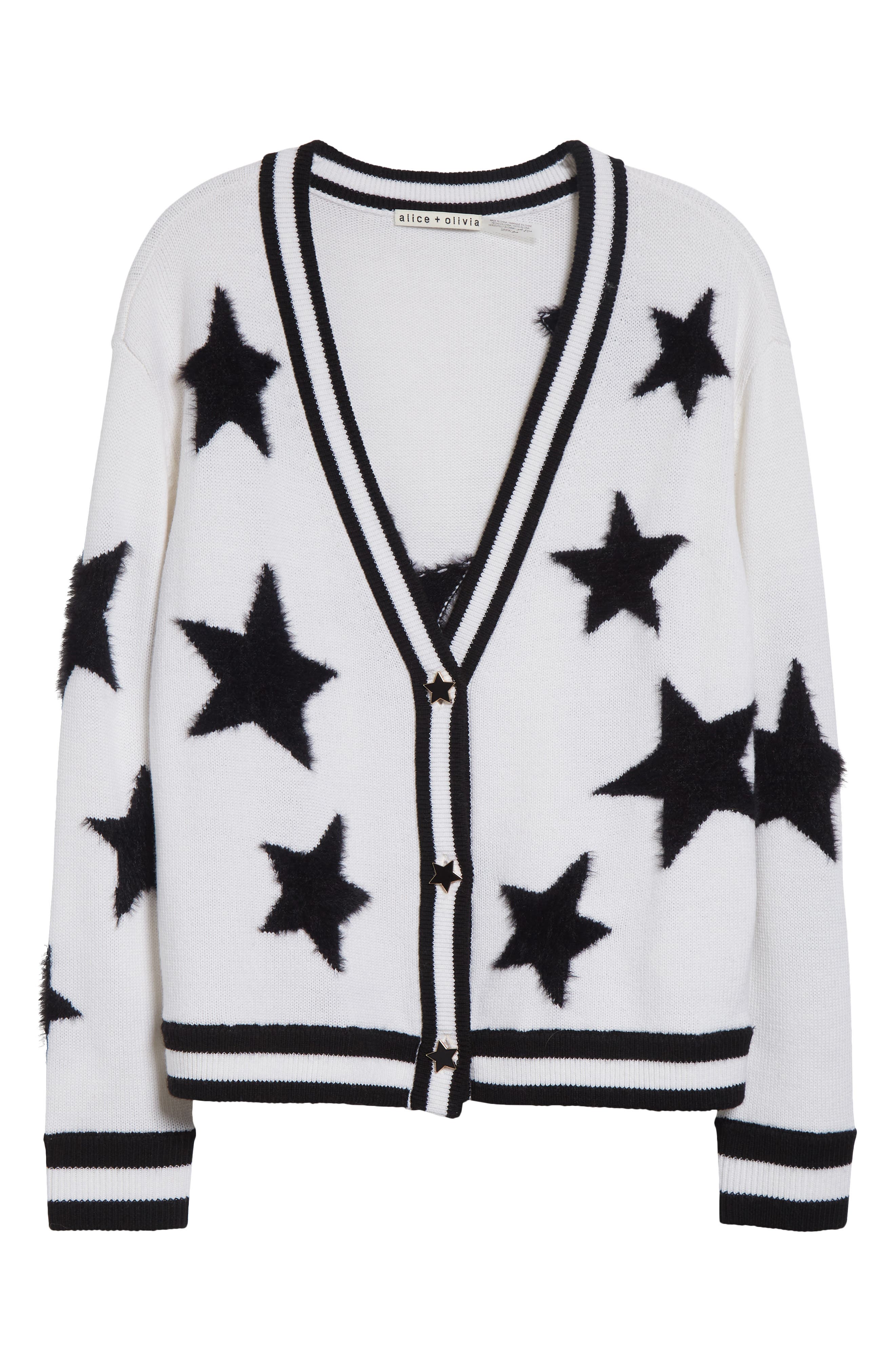 ALICE + OLIVIA Bradley Intarsia Star & Stripe Trim Wool Blend