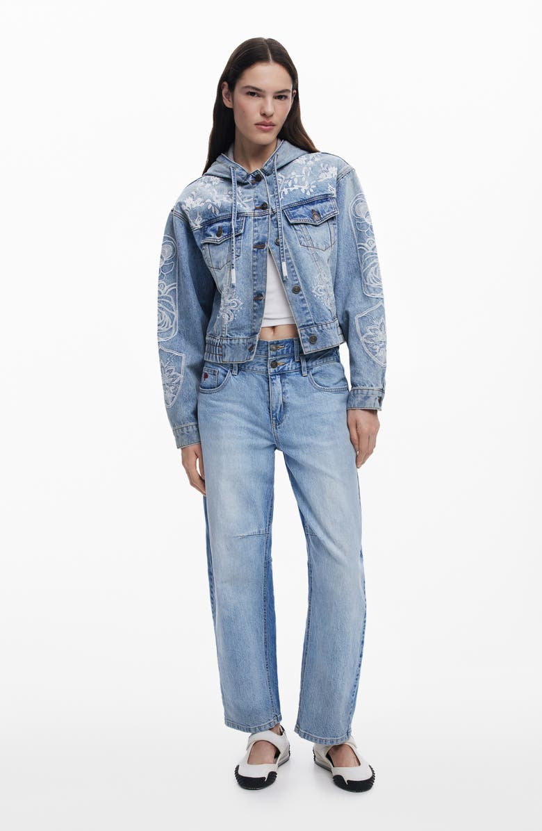 Desigual Hooded Denim Jacket, Alternate, color, Medium Blue