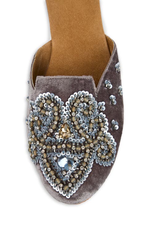 Saachi Embellished Velvet Mule In Gray