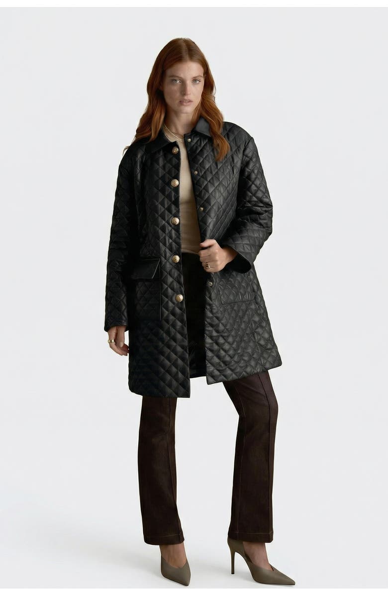 FURNIQ UK LLC Holland Quilted Leather Coat, Alternate, color, Black