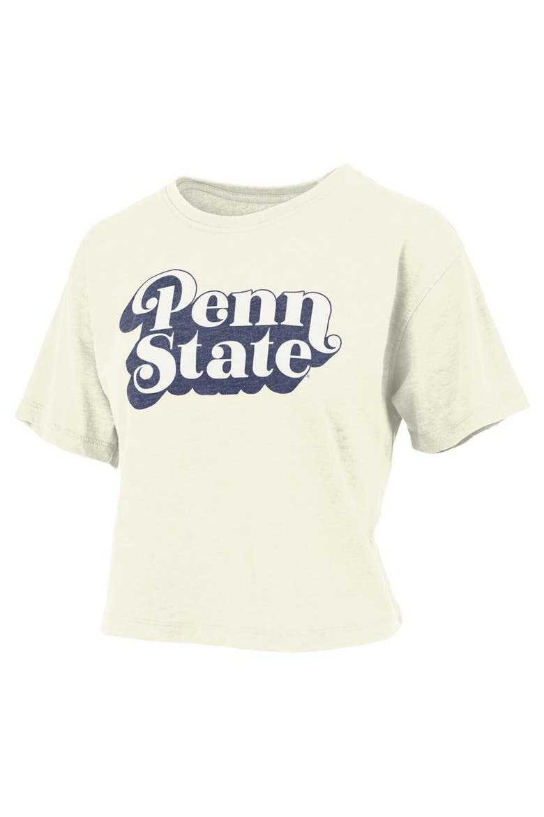 Women's Pressbox White Penn State Nittany Lions Vintage Easy Team Name Waist-Length T-Shirt, Alternate, color, White