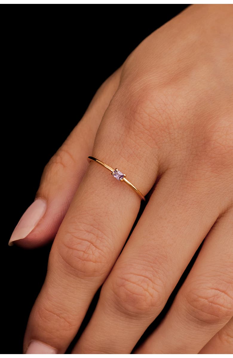 Mint & Lily Dainty Baguette Cubic Zirconia Stacking Ring, Alternate, color, 