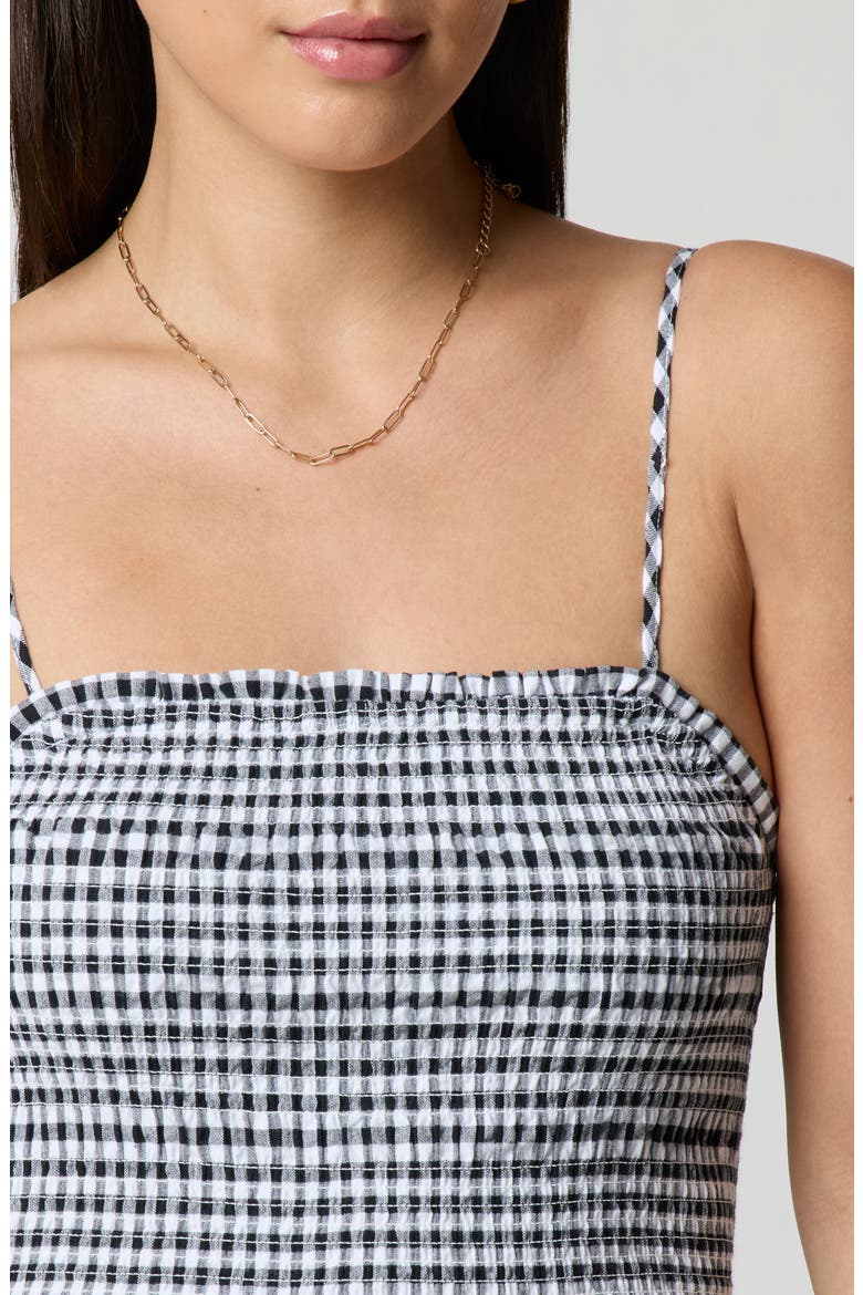 Fit & Flare Smocked Minidress, Alternate, color, BLACK/ WHITE GINGHAM