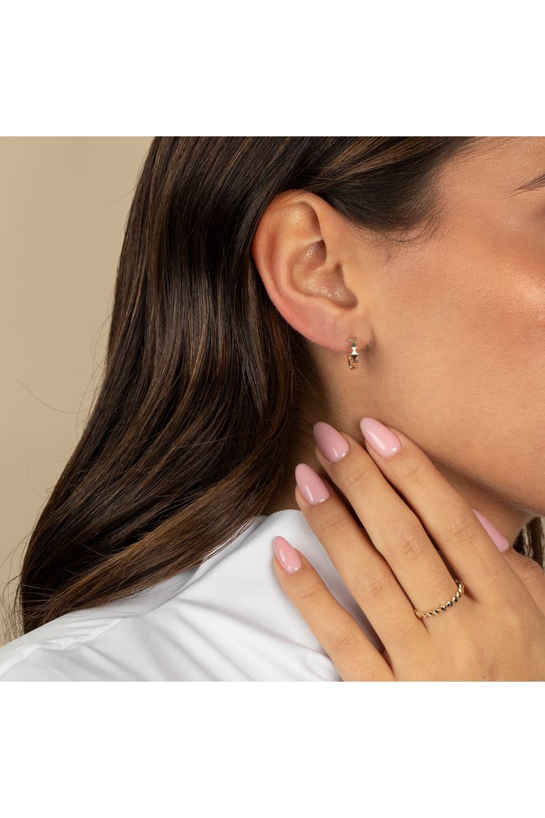 Solid Clovers Huggie Earring 14K, Alternate, color, 14K Gold