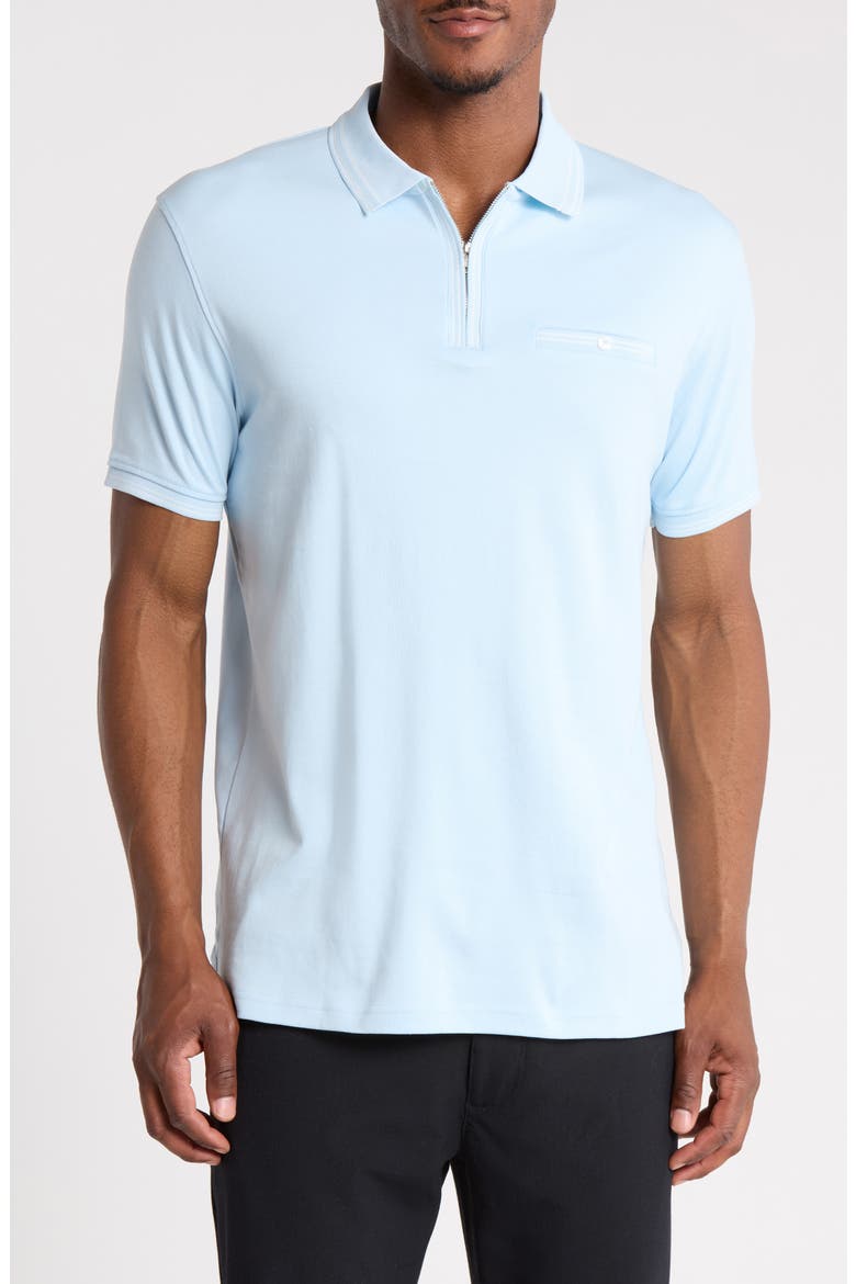 Tipped Zip Polo, Main, color, SKY BLUE
