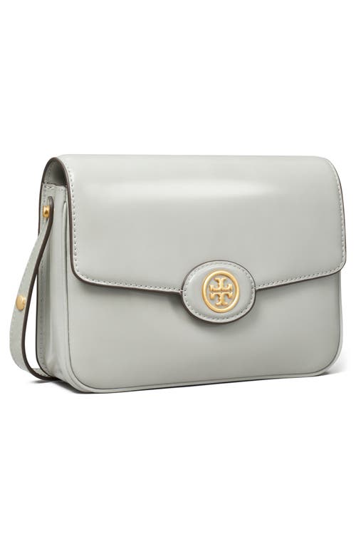 Tory Burch Robinson Spazzolato Leather Convertible Shoulder Bag In Light Granite